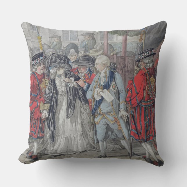 Margaret Nicholson, der versucht, sein M zu Kissen (Vorderseite)