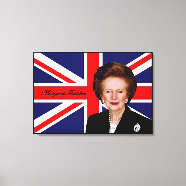 Margaret Thatcher - Britische Flagge Leinwanddruck (Vorderseite)