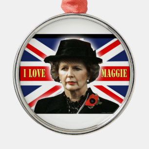 Margaret Thatcher I Liebe Maggie Silbernes Ornament