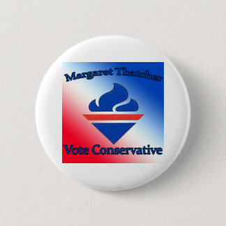 Margaret Thatcher stimmt konservativ Button