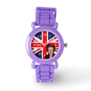 Margaret Thatcher u. britische Flagge Armbanduhr