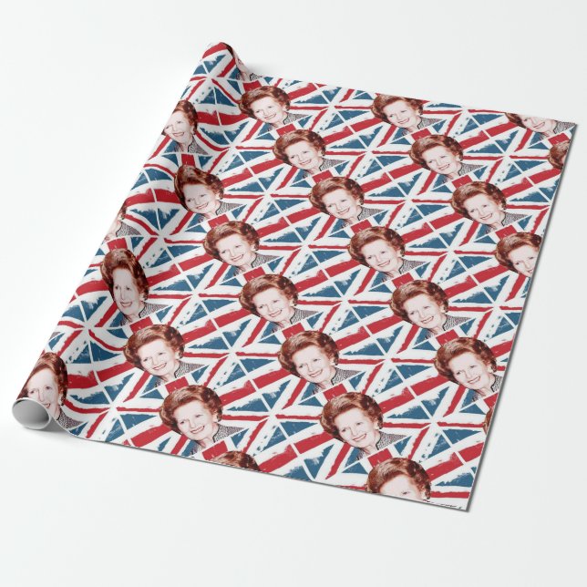 MARGARET THATCHER UNION JACK GESCHENKPAPIER (Ungerollt)
