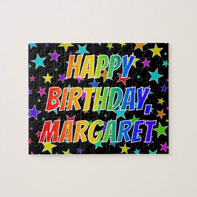 "MARGARET" Vorname, Spaß "GLÜCKLICHER GEBURTSTAG" Puzzle (Horizontal)