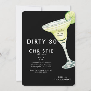Margarita 30. Überraschung Black Birthday Party II Einladung