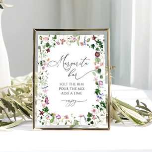 Margarita-Bar-Blumen-Hochzeitsdusche-Plakat Poster