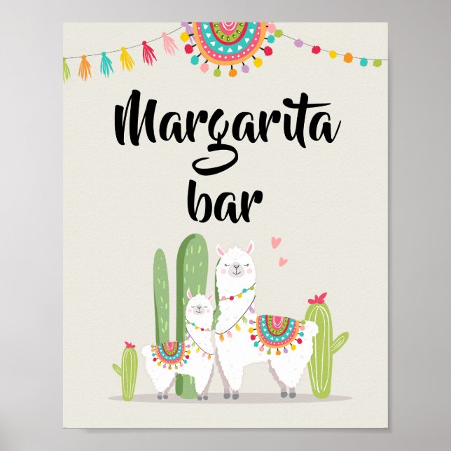 Margarita Bar Fiesta Llama Baby Showroom Tafelschi Poster (Vorne)
