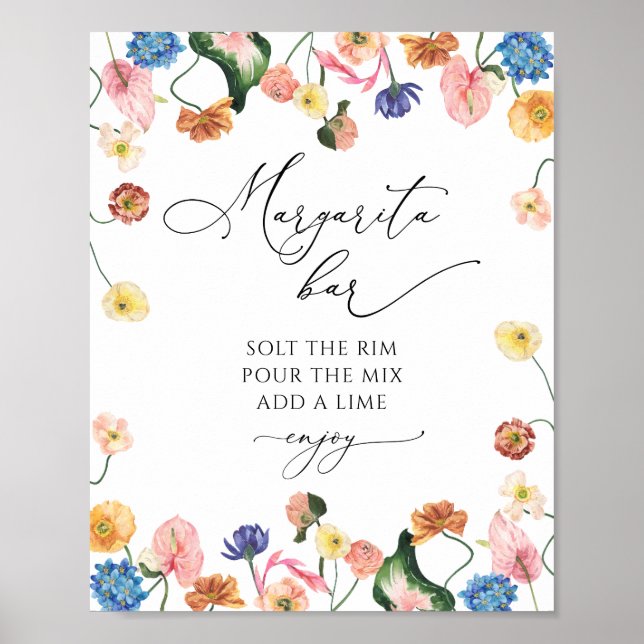 Margarita Bar floral Brautparty Poster (Vorne)