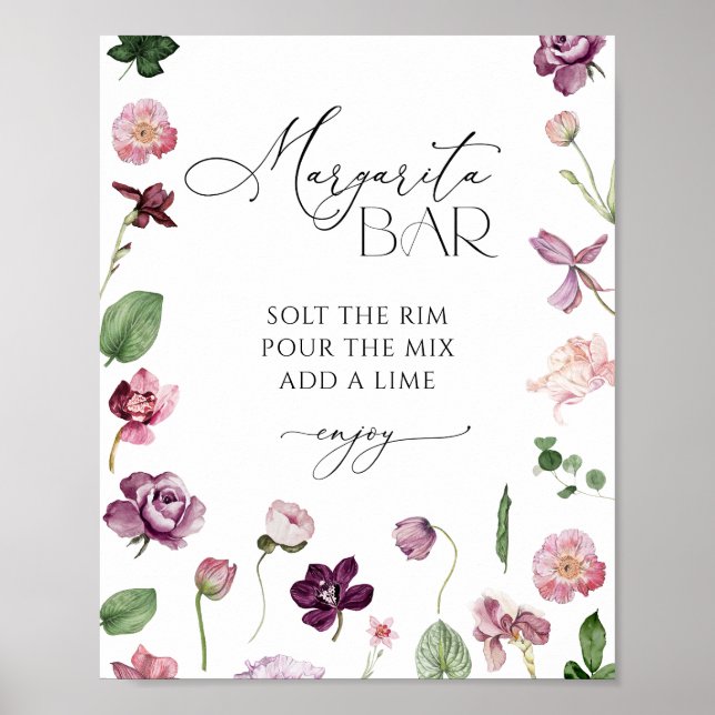 Margarita Bar Floral Brautparty Poster (Vorne)