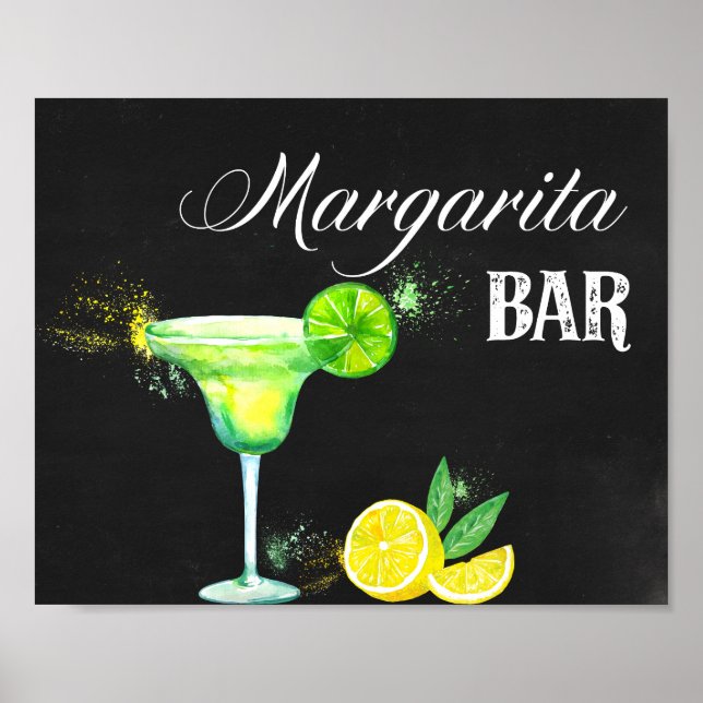 Margarita Bar mit schwarzem Hintergrund Poster (Vorne)