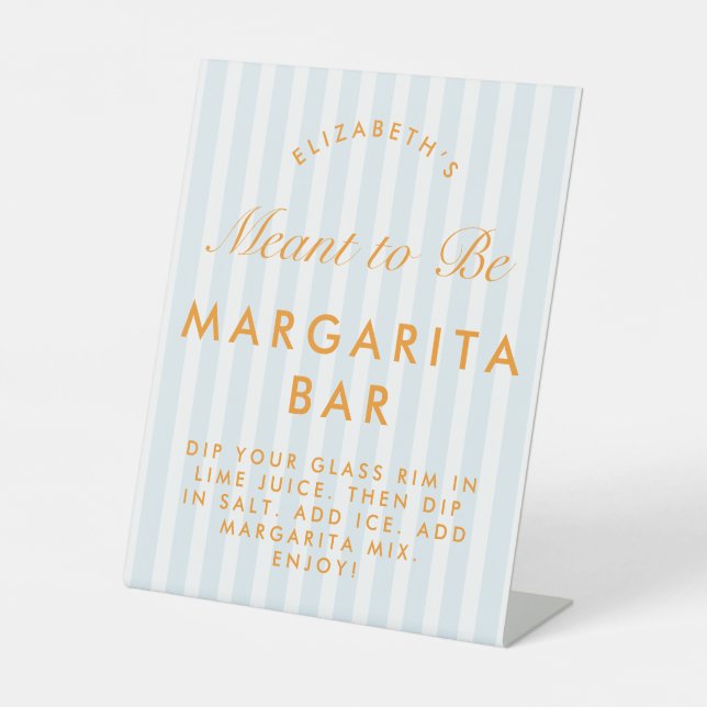 Margarita Bar Retro Orange & Blue Bachelorette Sockelschild (Vorderseite)