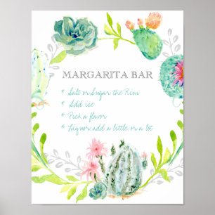 Margarita Bar Sign Brautparty Wüste Cactus Poster