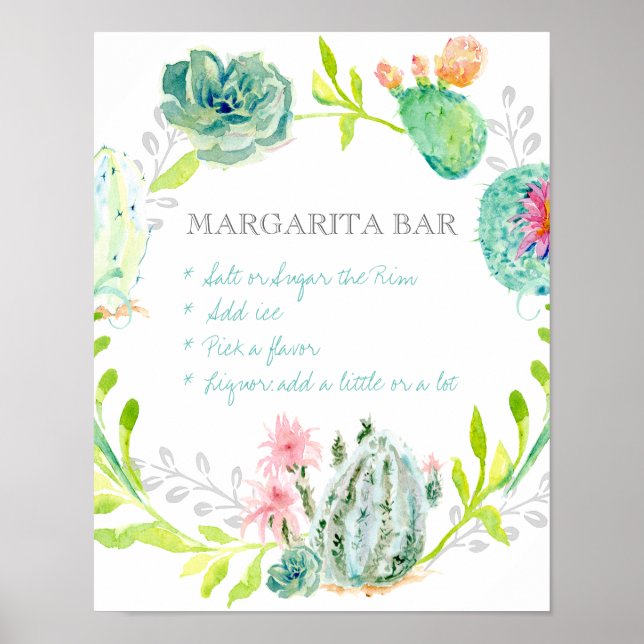 Margarita Bar Sign Brautparty Wüste Cactus Poster (Vorne)