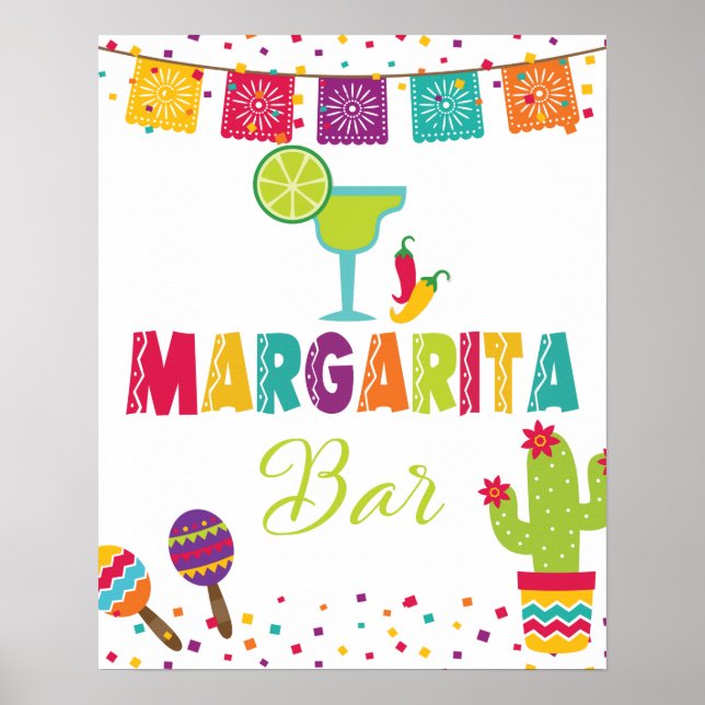 Margarita Bar Sign - Weißer Hintergrund Poster (Vorne)