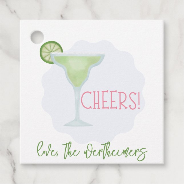 Margarita Cheers Gefallen Tags Geschenkanhänger (Vorderseite)
