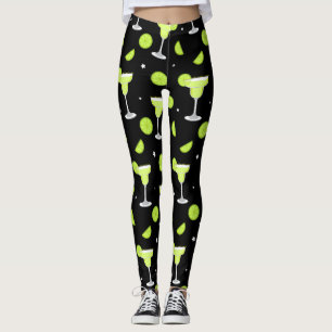 Margarita Cocktail Bar Mixologin Green Black Leggings