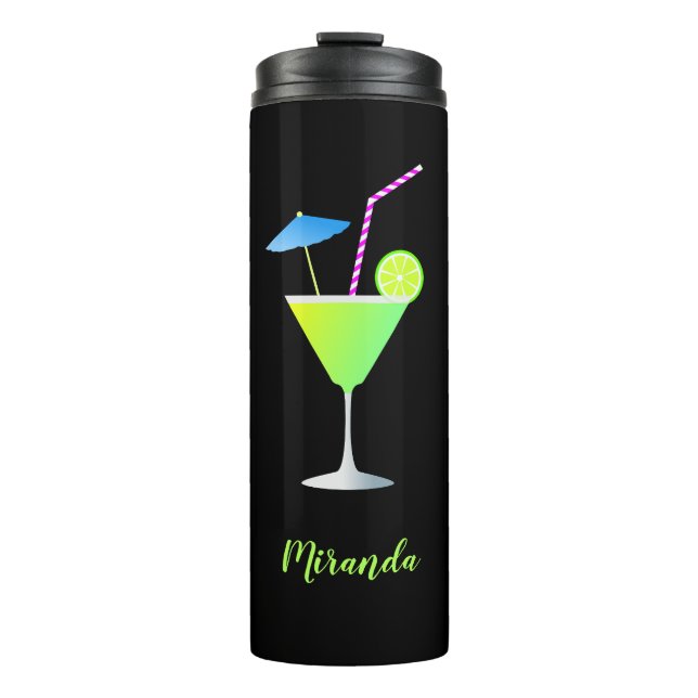 Margarita Cocktail Black Neon Name Thermal Tumbler Thermosbecher (Vorderseite)