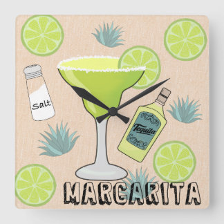 Margarita Cocktail Quadratische Wanduhr