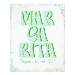 Margarita Cocktail Typografie Tequila Limones Salz Fotodruck