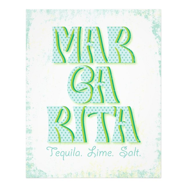 Margarita Cocktail Typografie Tequila Limones Salz Fotodruck (Vorne)