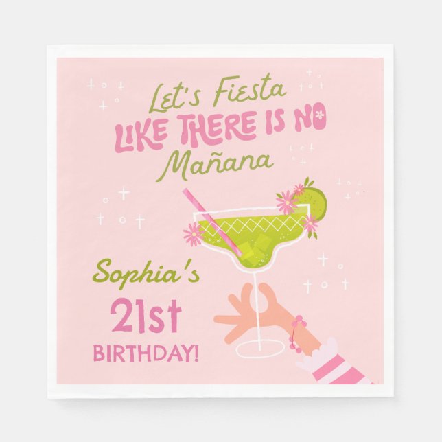 Margarita Fiesta Adult Birthday Party Napkins Serviette (Vorderseite)
