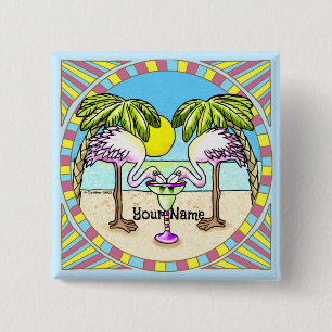 Margarita Flamingo Button