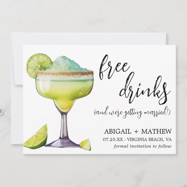 Margarita Funny Drink Trendy Modernes Foto Hochzei Save The Date (Vorderseite)