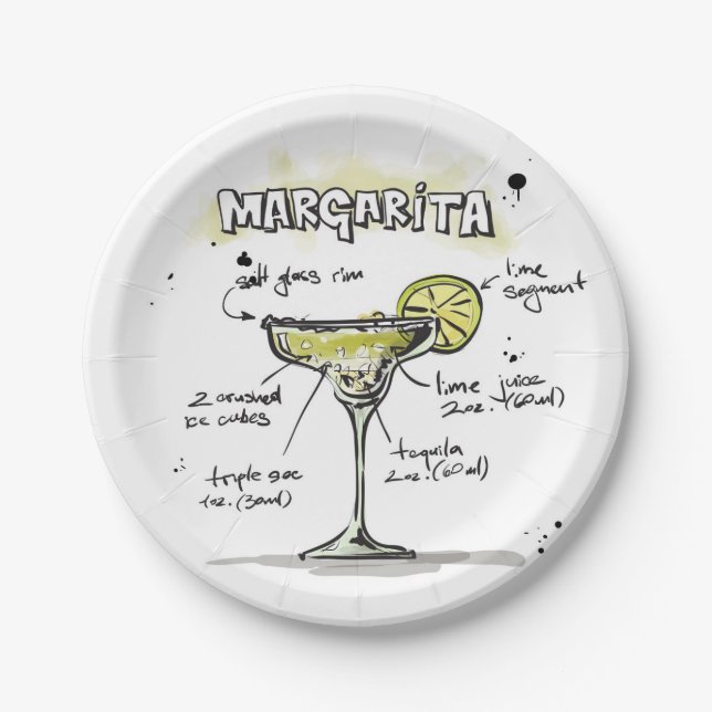 Margarita-Getränk-Rezept-Entwurf Pappteller (Vorderseite)