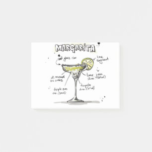 Margarita-Getränk-Rezept-Entwurf Post-it Klebezettel