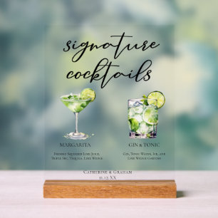 Margarita Gin & Tonic Abend Signature Cocktails Acrylschild