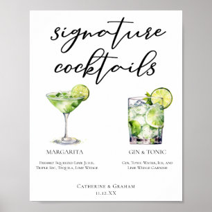 Margarita Gin & Tonic Signature Cocktails Menü Poster