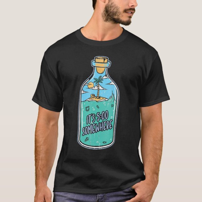 Margarita Gnome It s 5 o clock somewhere Palm Tree T-Shirt (Vorderseite)