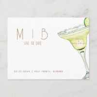 Margarita Monogram Wedding Save the Date Postcard