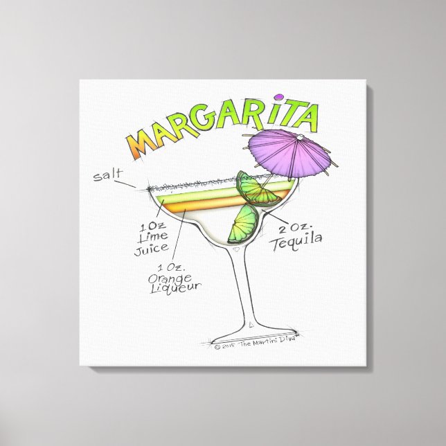 MARGARITA RECIPE COCKTAIL ART LEINWANDDRUCK (Vorderseite)