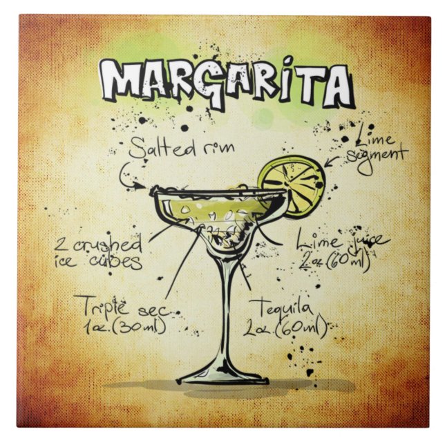Margarita Recipe Gold Bar Fliese (Vorderseite)