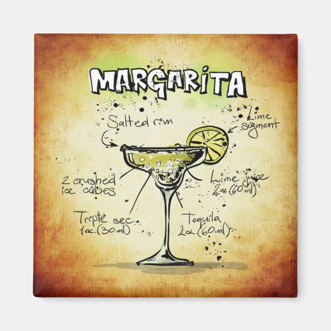 Margarita Recipe Gold Bar Magnet (Vorne)