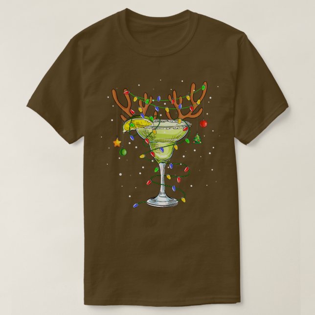 Margarita Reindeer Weihnachts Drinks Matching Fam T-Shirt (Design vorne)