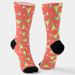 Margarita Retro-Cocktails gemustert Korallenrosa Socken