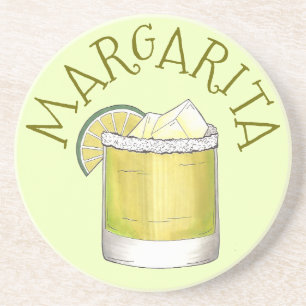 Margarita Tequila Cocktail Mixed Drink Limette Grü Sandstein Untersetzer