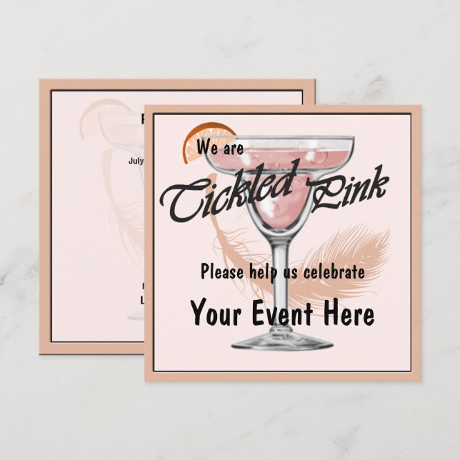 Margarita Tickled Pink Fiesta Party Einladung (Vorne/Hinten)