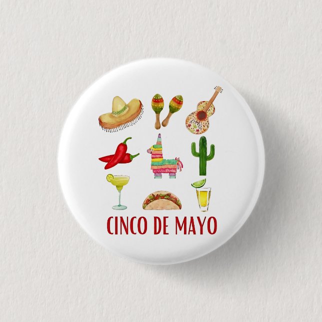 Margarita und Bow Coquette Cinco de Mayo Button (Vorderseite)