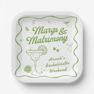 Margarita und Matrimony Bachelorette Pappteller