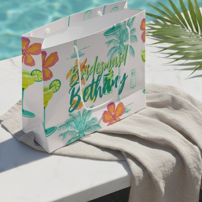 Margarita Veil Junggeselinnen-Abschied Illustriert Große Geschenktüte (Margarita Veil Tropical Bridesmaid Large Gift Bag)