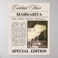 Margarita Vintag Style Zeitung Kunst drucken