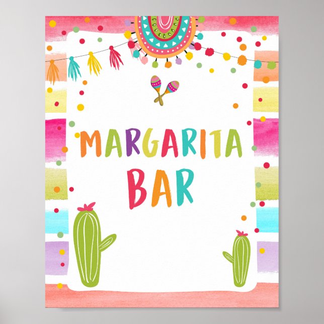 Margaritas Bar Drinks Cactus Fiesta Tafelzeichen Poster (Vorne)