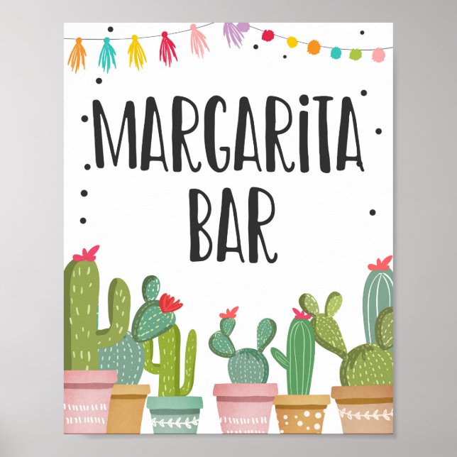Margaritas Bar Drinks Cactus Fiesta Tafelzeichen Poster (Vorne)