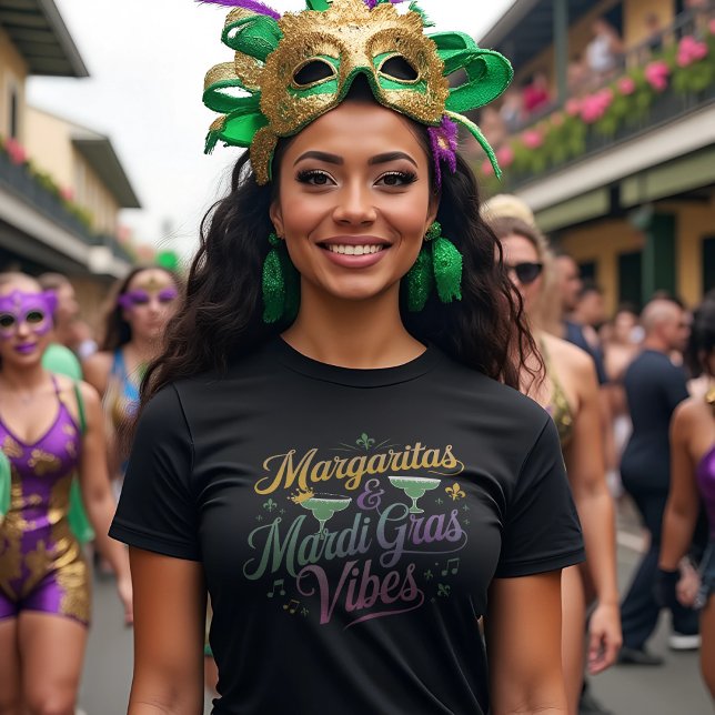 Margaritas & Mardi Gras Vibes T-Shirt (Margaritas & Mardi Gras Vibes T-Shirt, Casual Tee, Party Shirt, Spring Celebration Top, Gift for Mar)