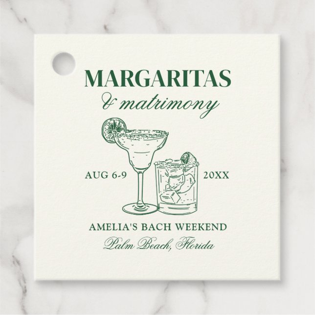 Margaritas & Matrimony Bach Geschenkanhänger (Vorderseite)