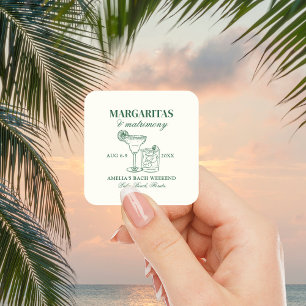 Margaritas & Matrimony Bachelorette Quadratischer Aufkleber