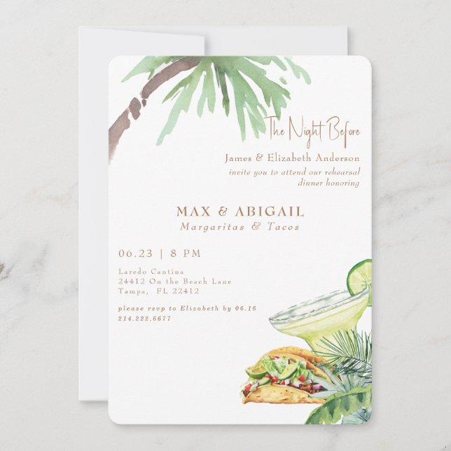 Margaritas & Tacos Die Nacht vor Tropical II Einladung (Vorderseite)