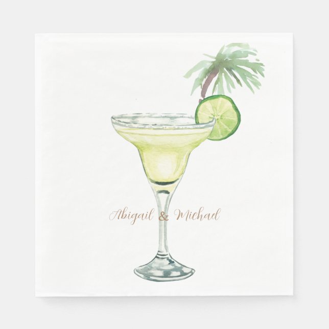 Margaritas Tropical Couple Names Luncheon Serviette (Vorderseite)
